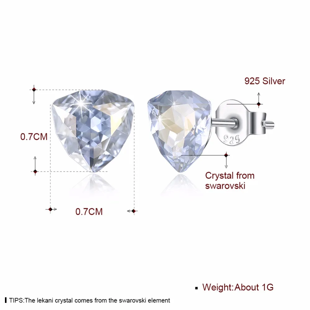 

2020 NEW 925 silver earrings female Europe Crystal from Fashion simple triangle crystal earrings Women Fine jewelry