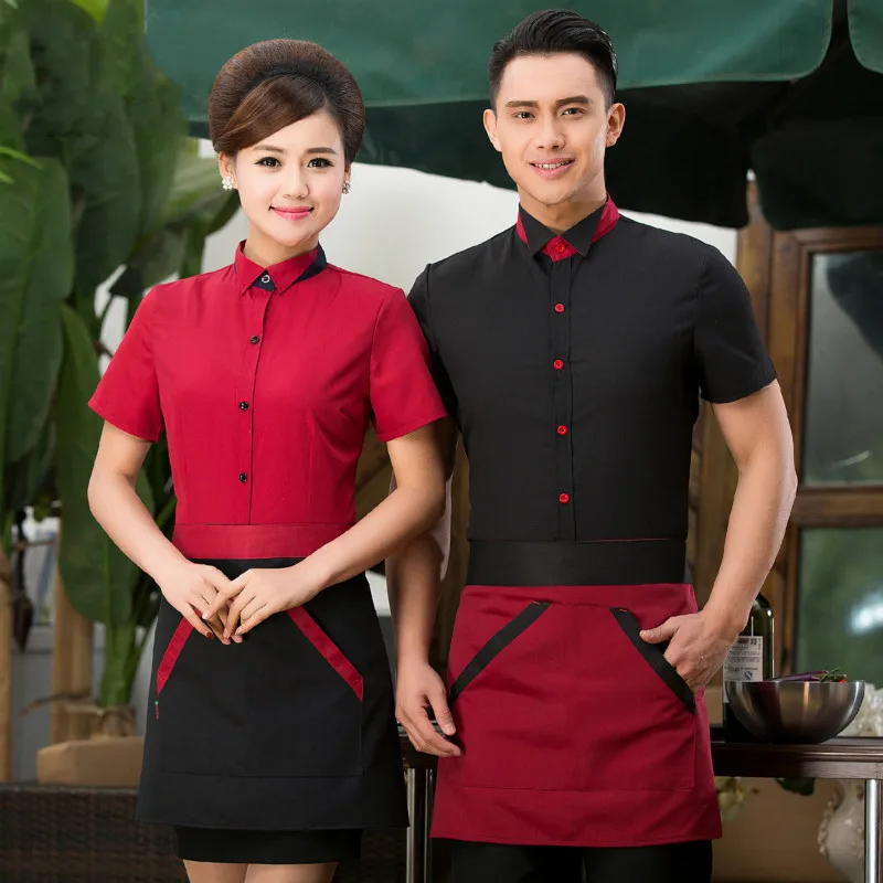 Кофейня Официантка рабочая одежда с коротким рукавом магазин фаст-фуда Ресторан