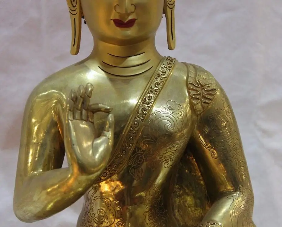 Тибет Буддизм Храм Медь Свинка Шакьямуни Rulai Татхагата Статуя Будды | Дом и сад