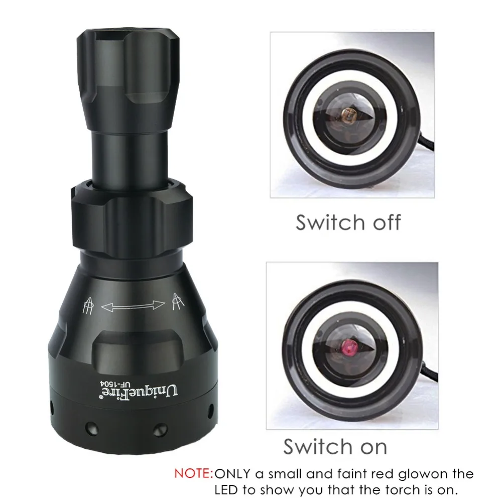 UniqueFire 1504 IR 850nm светодиодный фонарик 67 мм выпуклая линза масштабируемый фонарь с