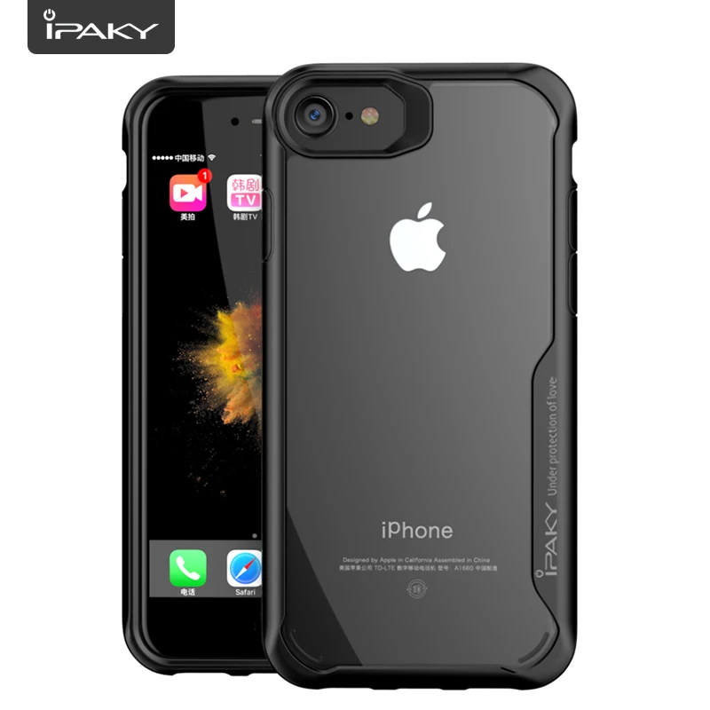 Жесткий прозрачный Чехол IPAKY для iPhone 7 и Plus гибкий бампер чехол накладка чехол|case
