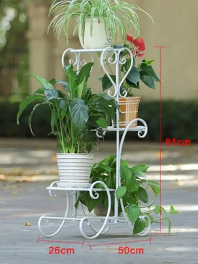 I Flower shelf indoor home multi-layer wrought iron flower pot rack balcony rack floor-standing living room rack plant rack - Цвет: I