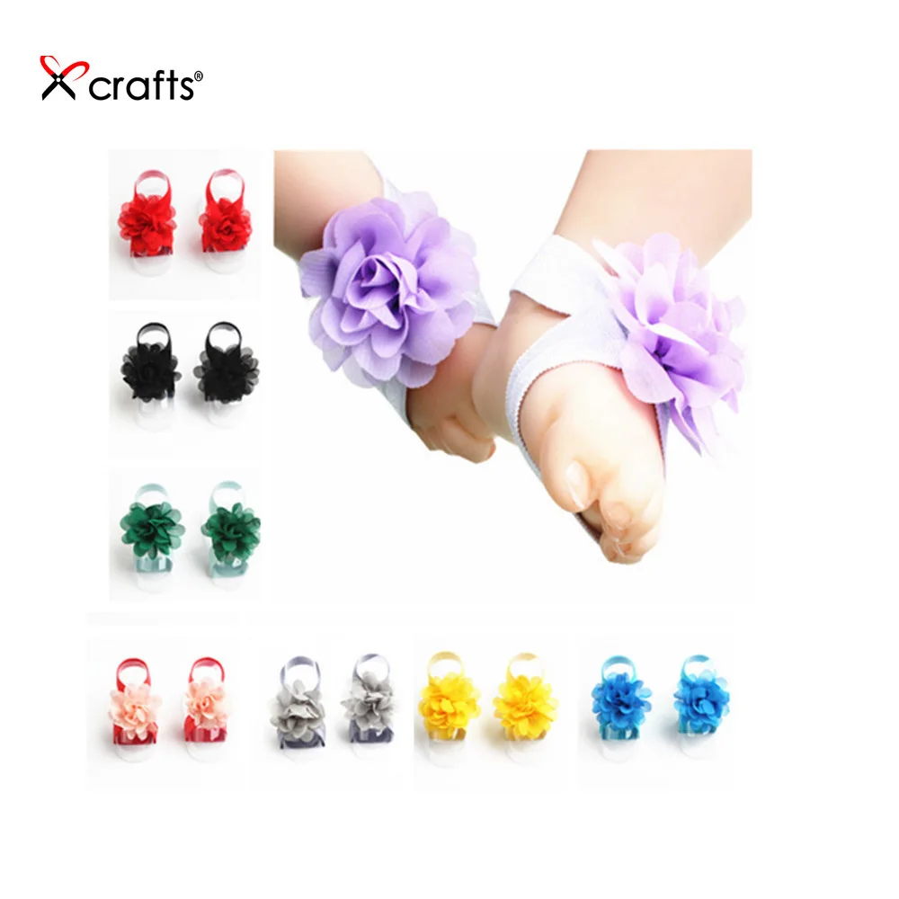 PPCrafts 5Pcs/lot New Children Chiffon Headband + Foot Flower Set / Baby Feet Barefoot Sandals AH068 | Детская одежда и обувь