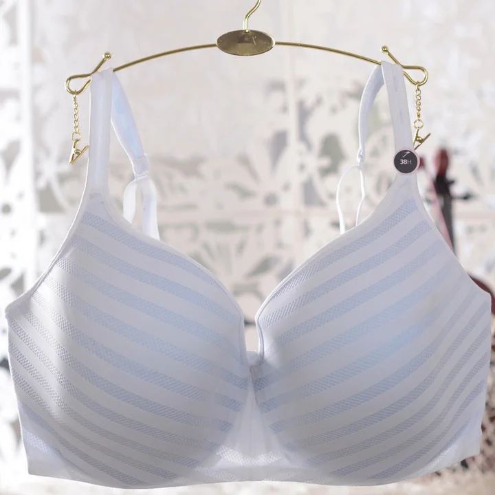 Light Blue Strips Маскарадный женский бюстгальтер Виктории размера плюс, минимайзер, контур, мягкий бюстгальтер на косточках для больших женщин, D, E, F, G, H, чашечки - Цвет: Light Blue Strips