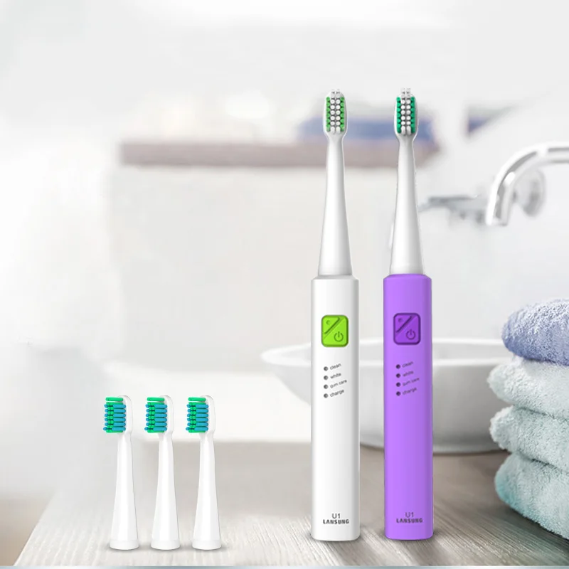 Ультра звуковая электрическая зубная щетка, перезаряжаемая зубная щетка, электрическая зубная щетка с U1, головки зубной щетки cepillo, зубная 4