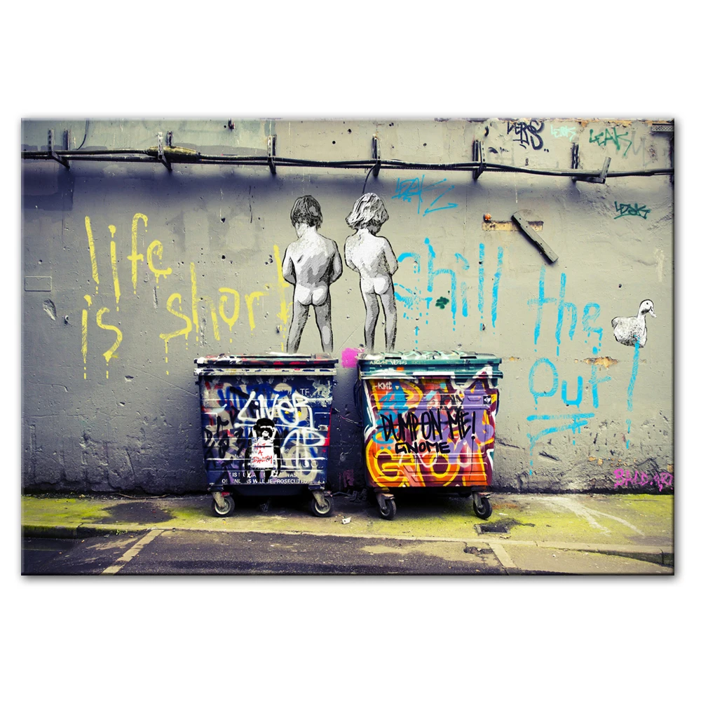 Современное уличное настенное искусство холст принты Life Is Short Wall Graffiti фотография