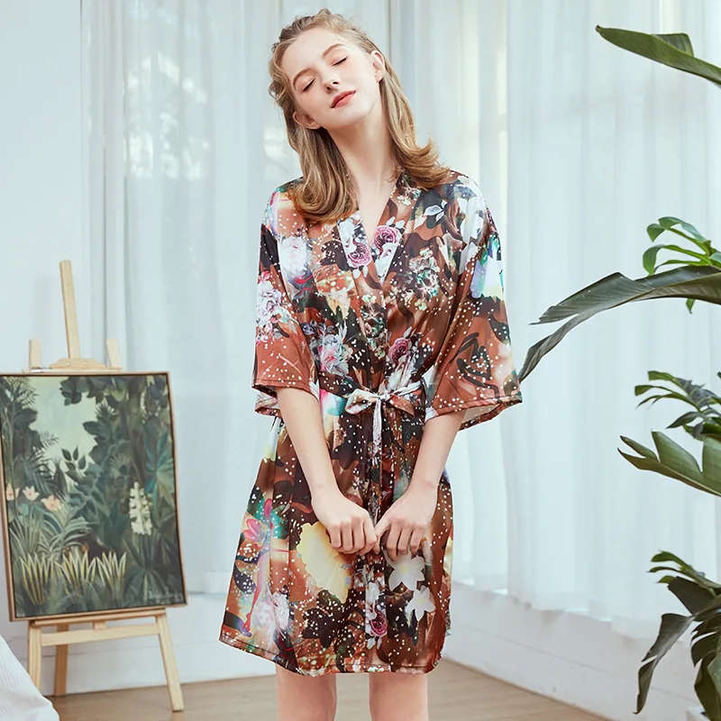 Smmoloa женский пикантный Шелковый Атласный халат Женское Белье для сна весна