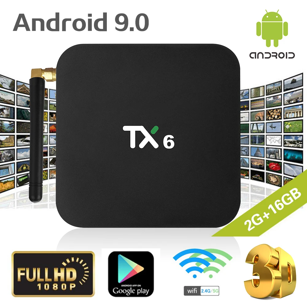 TX6 Смарт ТВ приставка 2 ГБ DDR3 16 Гб EMMC Allwinner H6 Android 9,0 приставка Bluetooth 5,0 4K медиаплеер 2,4 ГГц/5,8 ггц WiFi
