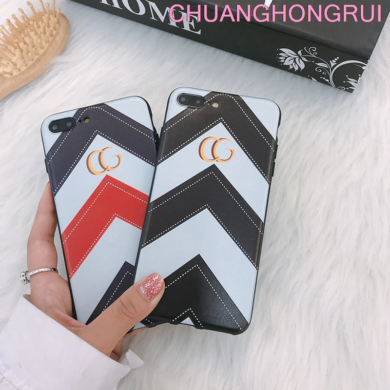 В полоску CG тиснением окрашенные ТПУ для iPhone 8 X 7 6 S Plus 6splus силиконовый чехол