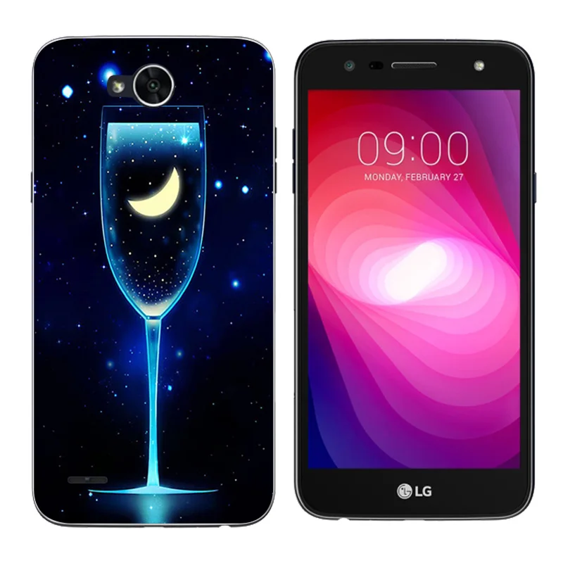 Силиконовый чехол для LG X Power 2 K10 с золотой печатью мягкий термополиуретановый