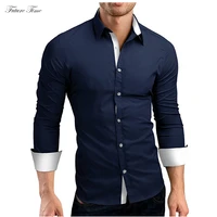 men shirt brand 2021 spring male high quality long sleeve shirts casual hit color slim fit black man business shirts c1758