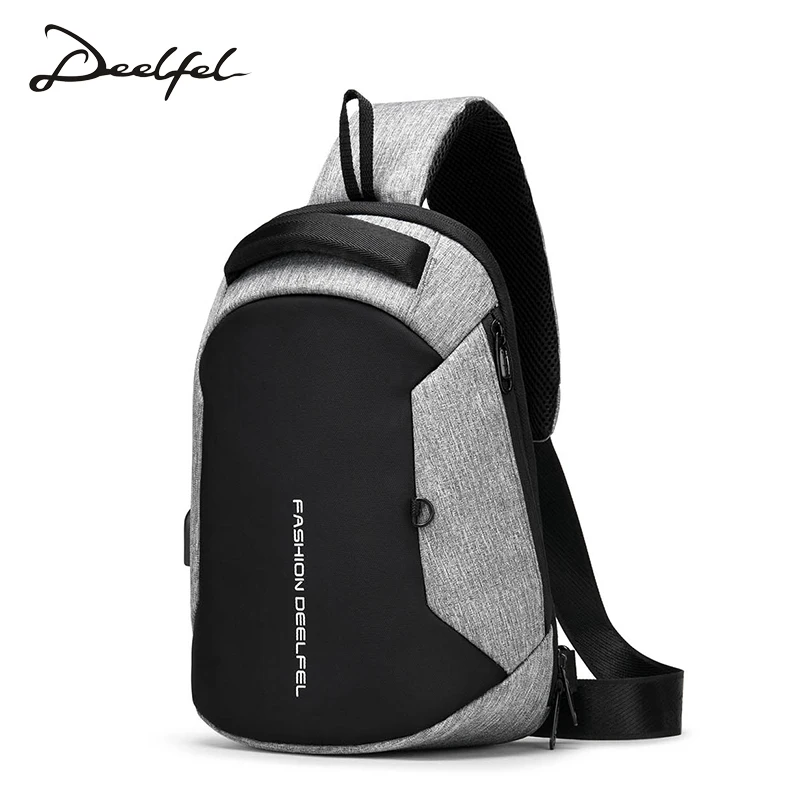 USB Design Crossbody Bags for Men Messenger Chest Bag Casual High Quality 2019 New Fashion Shoulder Ipad | Багаж и сумки