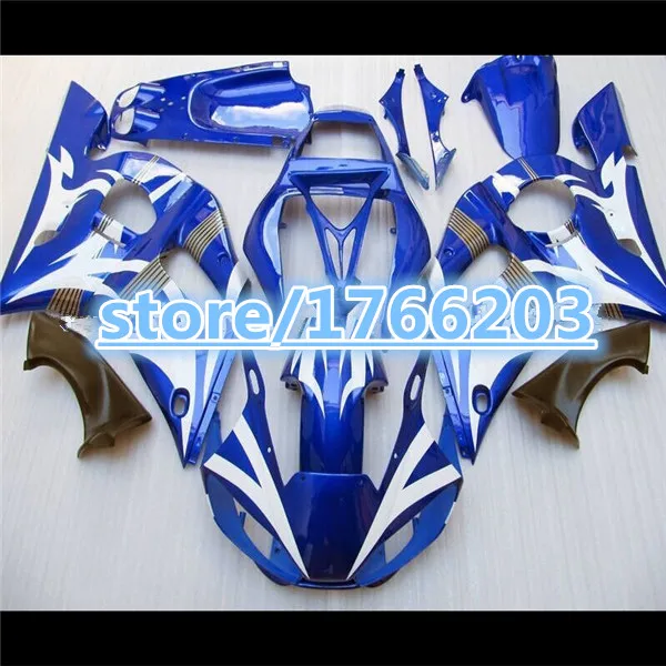 

ABS full fairing Fit for R6 fairing kit 1998 1999 2000 2001 2002 YZF R6 white in blue fairings setBBF