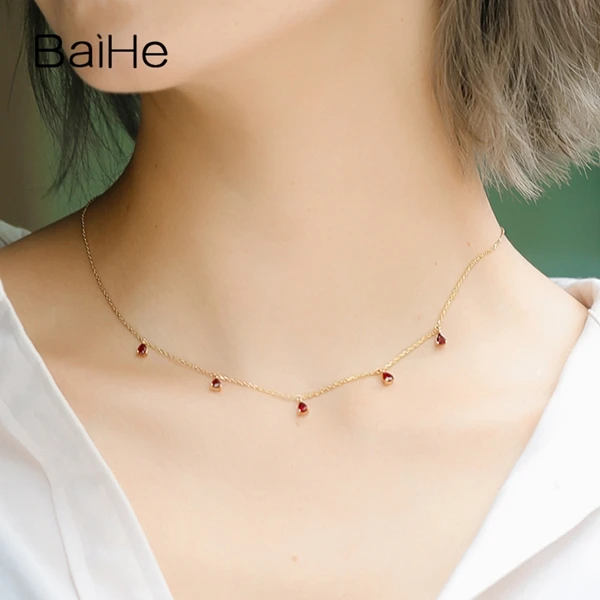 BAIHE Твердое 18 к желтое золото 0.70ct-0.80ct сертифицированное безупречное подлинное натуральное рубиновое обручальное женское модное ювелирное изделие