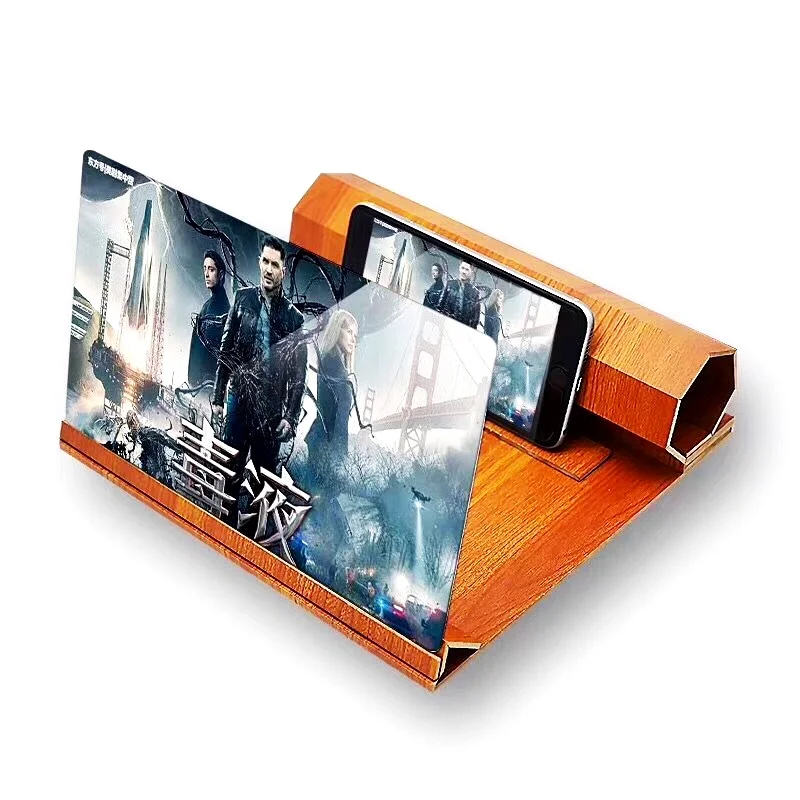 Tongdaytech 12 дюймов увеличитель для экрана телефона HD 3D Портативный видео усилитель деревянный складной увеличенный расширитель подставка держатель телефона