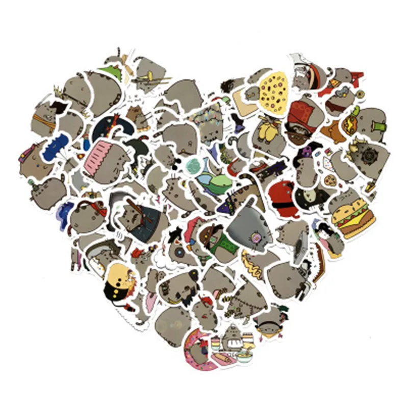 100 шт./компл. толстых кошек автомобильные наклейки скейтборд велосипед на