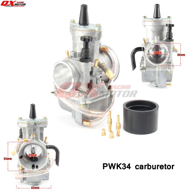 PWK 34 Carb мм гоночный плоский боковой Карбюратор с Впускной загрузкой для 2T/ 4T Gy6