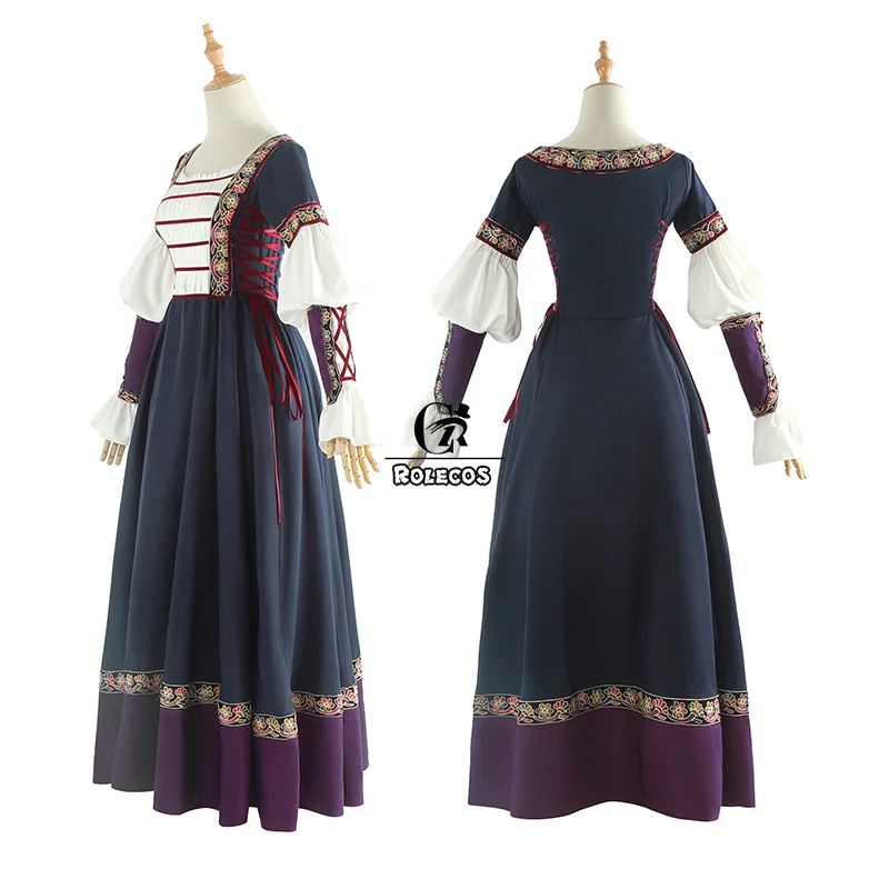 ROLECOS средневековое женское платье с длинными рукавами для девочек корсет Стиль