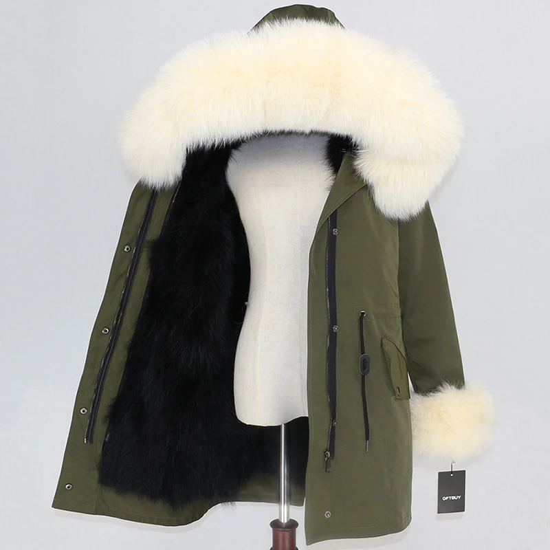 OFTBUY, водонепроницаемая парка, женская, натуральный Лисий мех, капюшон, манжеты, пальто, зимняя куртка, верхняя одежда, съемная, толстая, теплая верхняя одежда, уличная одежда