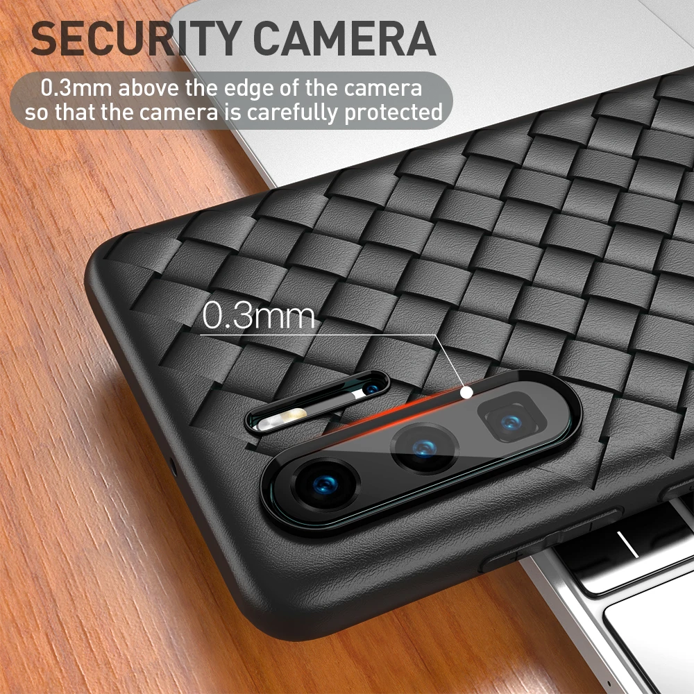 KEYSION Super Soft Phone Case For Huawei P30 Pro P20 Luxury Grid Weaving Mate 20 10 Radiating Cover Silicone |