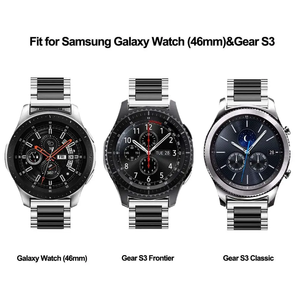 22 мм Универсальный новый браслет из нержавеющей стали для samsung Galaxy Watch 46 мм/gear S3 Classic/S3 Frontier Смарт часы ремешок