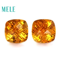 natural yellow citrine 18k gold earrings studs for women 8mm square cut gemstone fashion and trendy finejewelry high quality