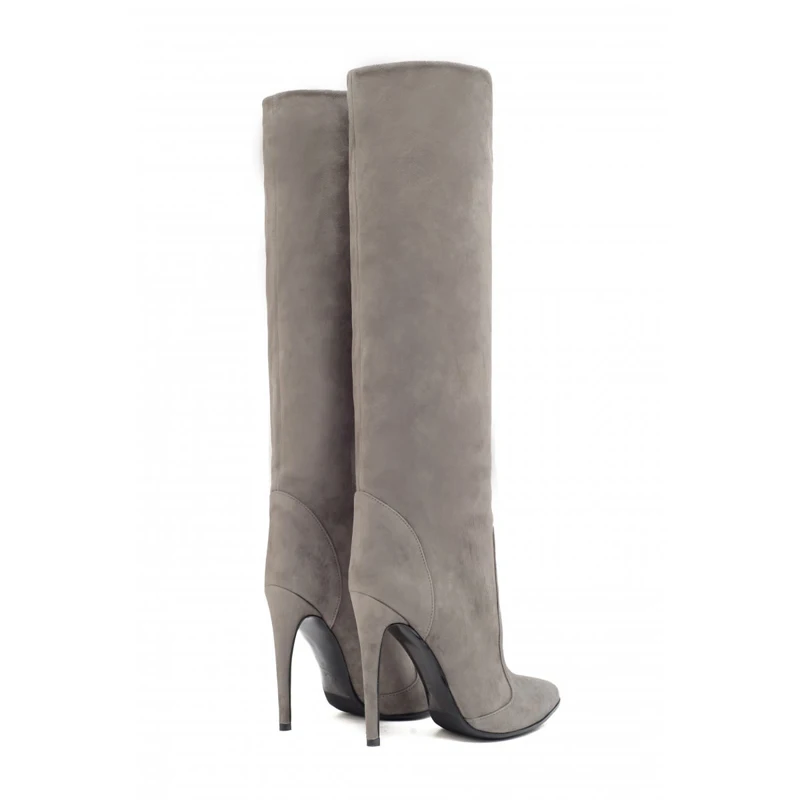 Bottes femme Nouveau/женские сапоги до колена на высоком каблуке-шпильке с острым носком; большие размеры; сезон весна-осень; женская обувь