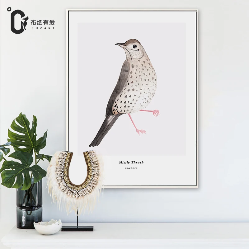 Buzart lovely birds pattern canvas paintings for Nordic poster home wall art decoration No Frame | Дом и сад