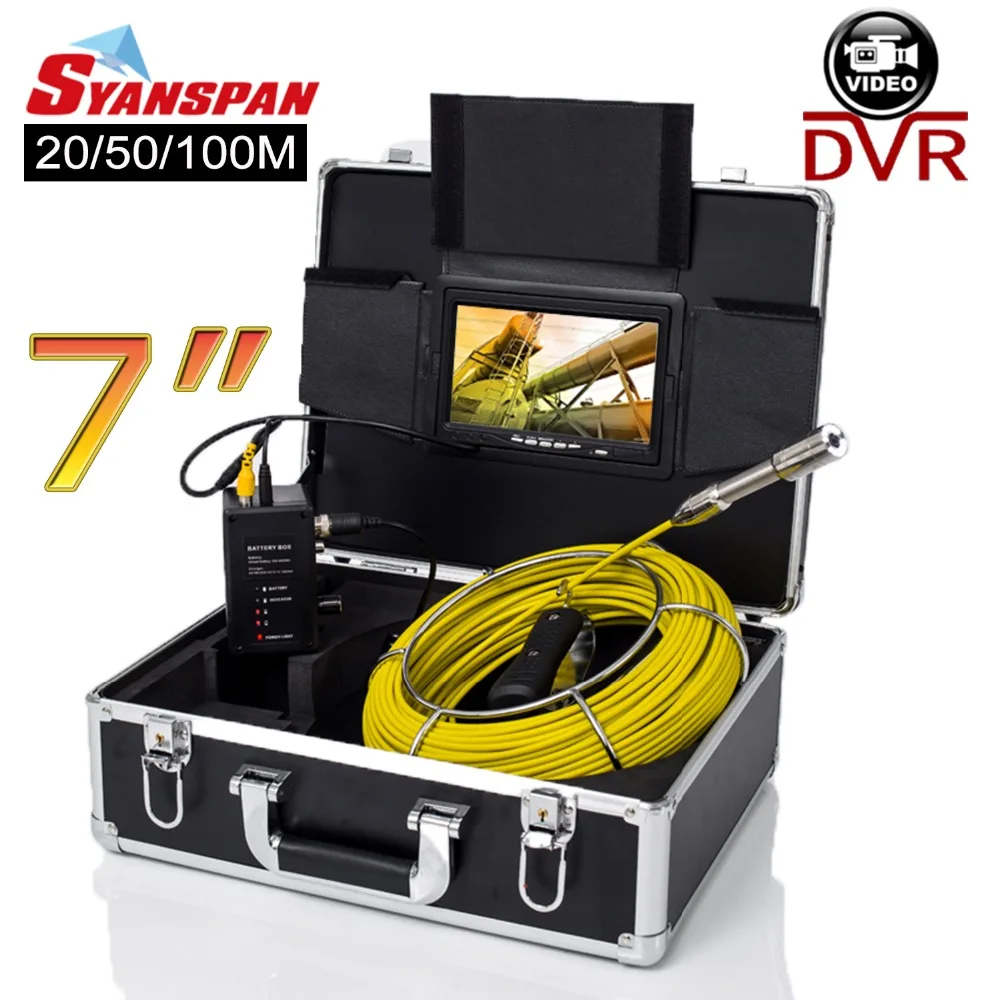 SYANSPAN 20/50/100 м внутритрубный инспекционный прибор видео Камера 8 Гб TF карты DVR IP68