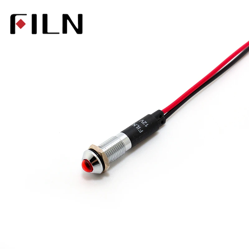 Светодиодная металлическая сигнальная лампа FILN FL1M-8SW-1 8 мм красный желтый синий