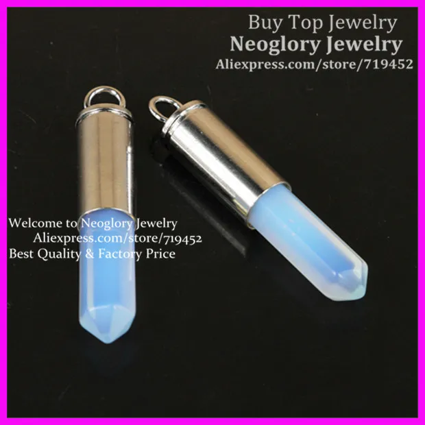 

10pcs Nature Opal Opalite Gems Point Bullet Pendant Hexagon Quartz Druzy Pendant Real Silver Plated Casing Pendant