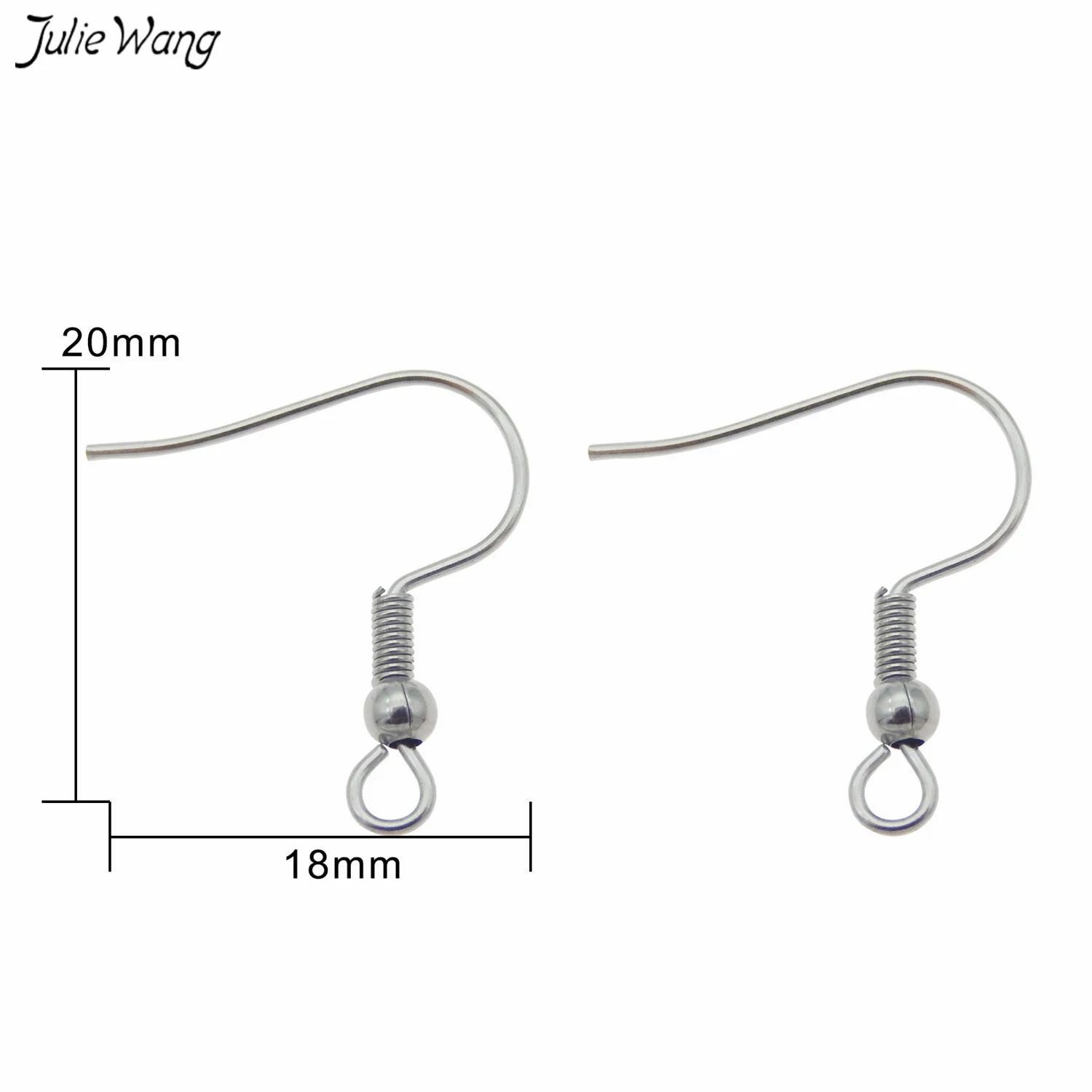 

Julie Wang 50pcs/lot Stainless Steel Ear Wire Hooks Earrings Findings For DIY Ear drop Making Handmade Accessories Wholesale