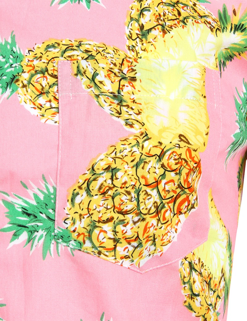 Мужская пляжная гавайская рубашка розовая Классическая с коротким рукавом и