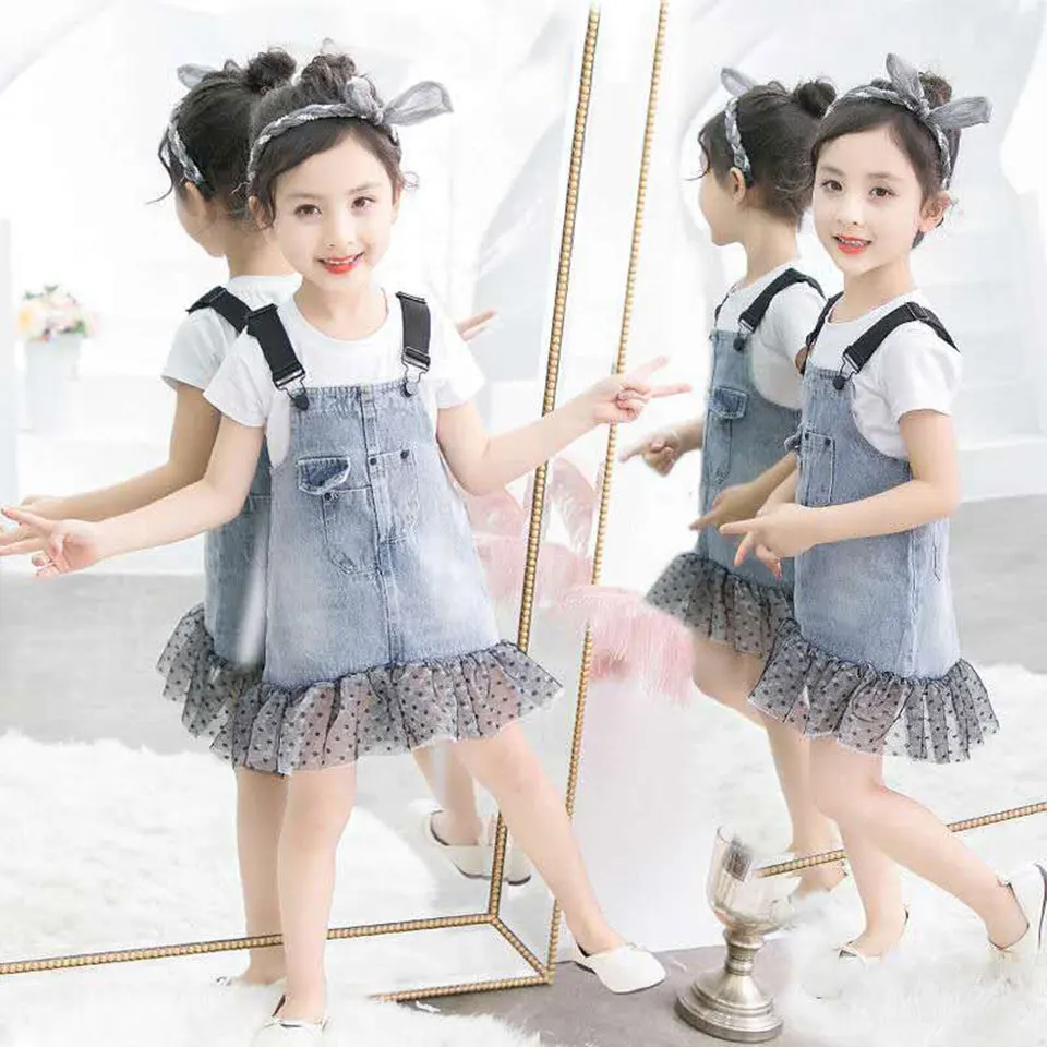 Модная детская одежда новое поступление для девочек 2 10 лет джинсовый комбинезон