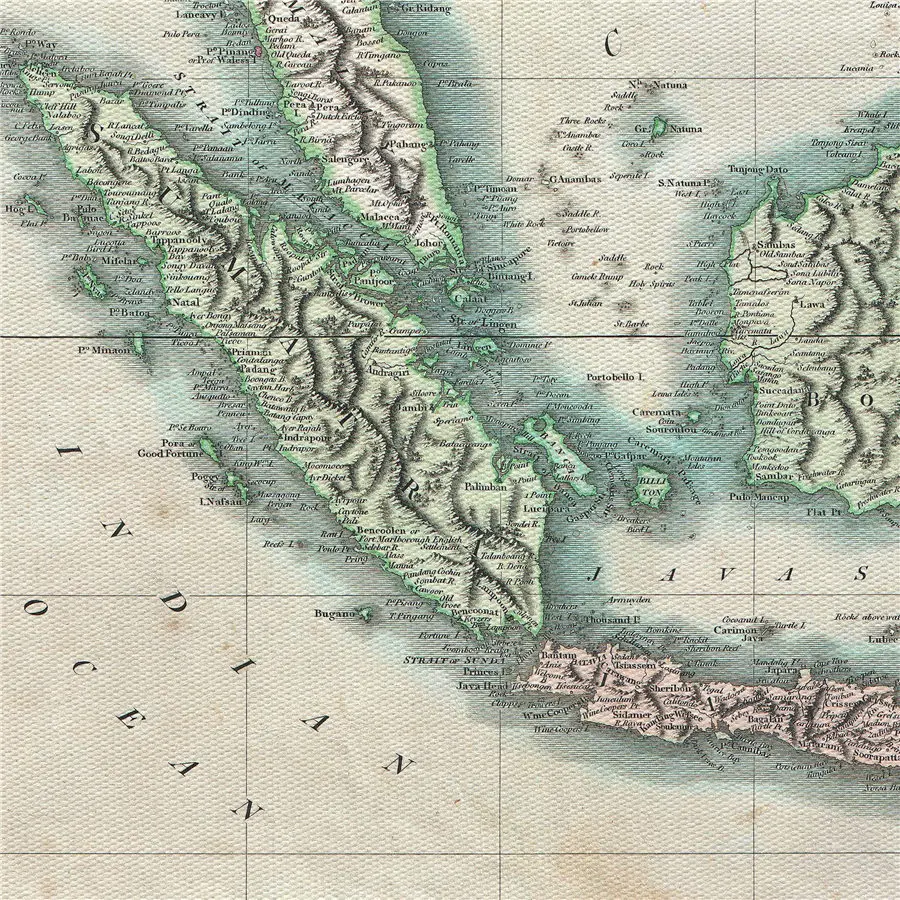 Cary Map the East Indies and Southeast Asia Singapore Borneo Sumatra Java Филиппины винтажная холщовая настенная