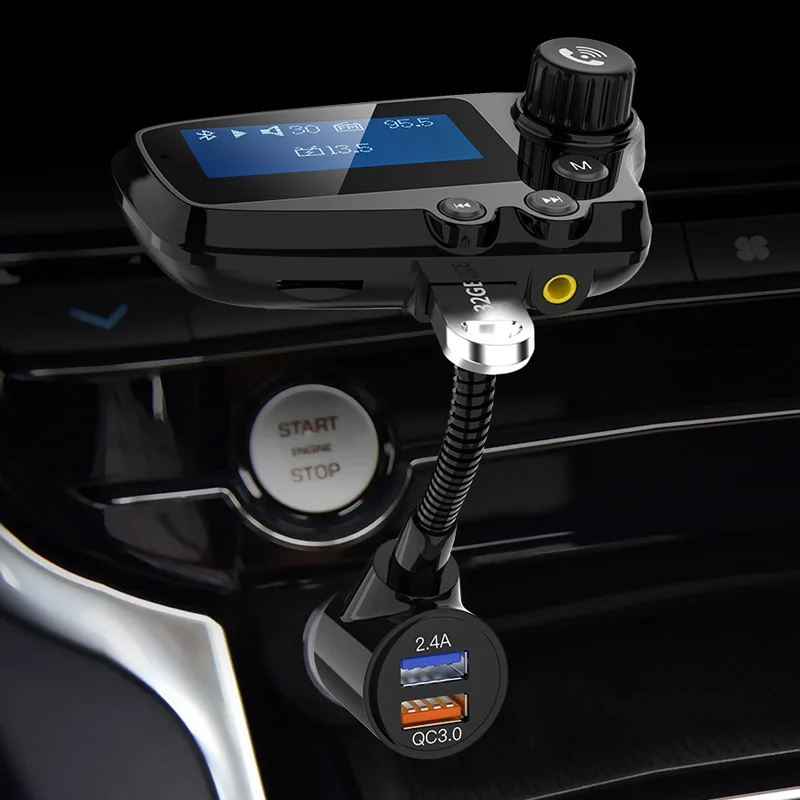 Jajabor Автомобильный комплект блютуз Handsfree FM трансмиттер A2DP AUX Аудио плеер QC3.0