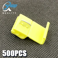 500pcs yellow scotch lock electric wire cable connector quick splice terminal crimp nondestructive without break line awg12 10