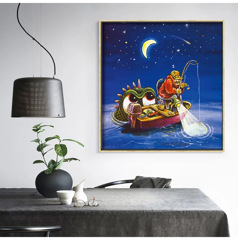 

1 pieces high-definition print Crazy fisherman canvas oil painting poster and wall art living room pictur FKYF-001