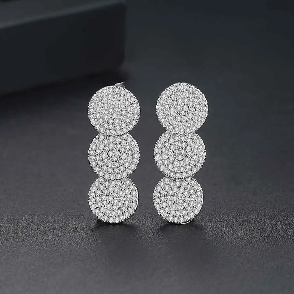 LUOTEEMI New Design Round Long Drop Earrings for Women Wedding Party Fashion Luxury Orecchini Donna Double Color Christmas Gift | Украшения