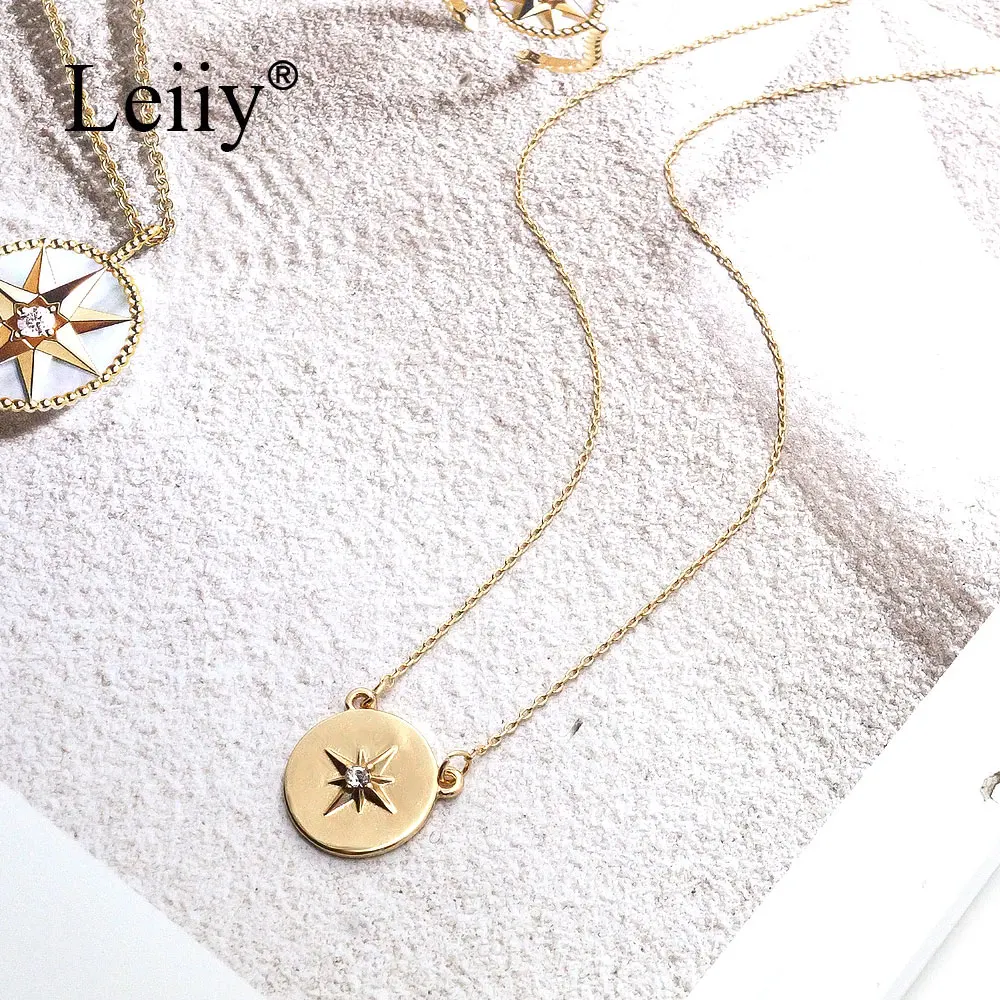 Leiiy Мода золото Цвет цинковый сплав цепи Crystal Star геометрический кулон Цепочки и
