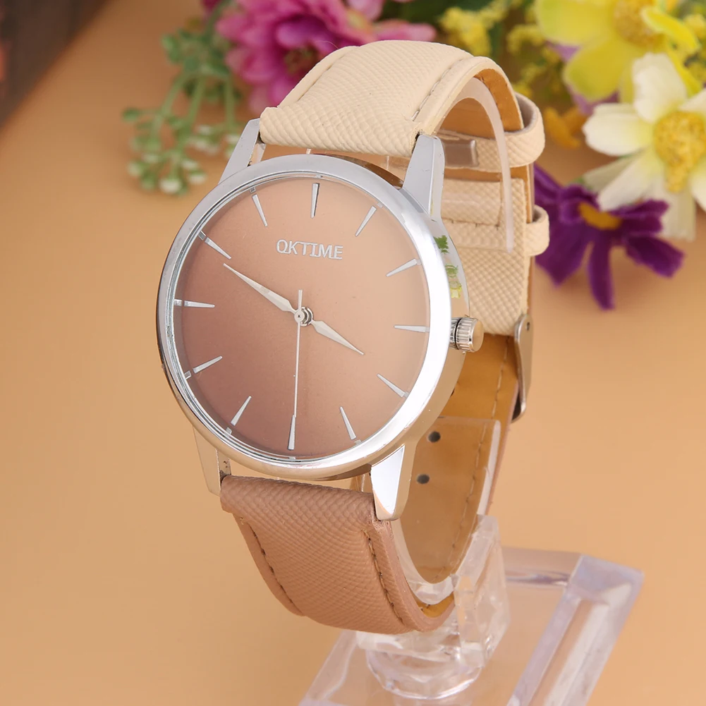 Темперамент Кожа Кварцевые Wach для женщин леди бренд дизайн многоцветный Циферблат Аналоговые женские наручные часы женская простая одежда часы