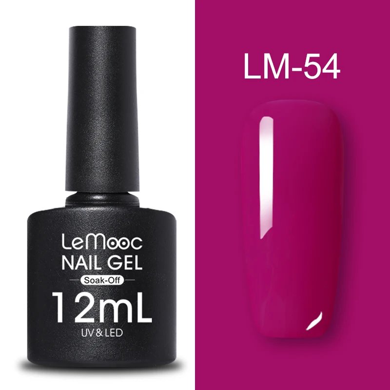 LM-54 LEMOOC, 12 мл, Гель-лак для ногтей, гибридный лак, все для маникюра, блеск для ногтей, верхнее Базовое покрытие, UV Vernis, Полупостоянный лак для ногтей - Цвет: LM-54
