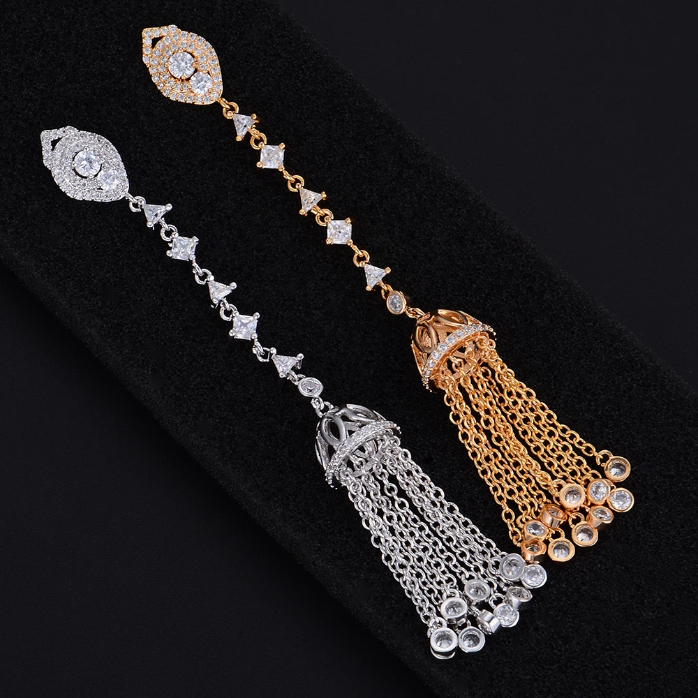 Длинные серьги с кисточками Siscathy 12*93 мм фианитом для помолвки вечеринки ночного