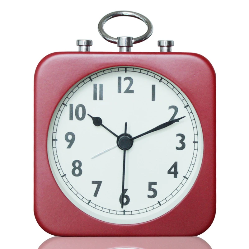 Retro 3.5 inch Metal Square Mute table Alarm Clock with Pull Ring for Home Office Bedroom | Дом и сад