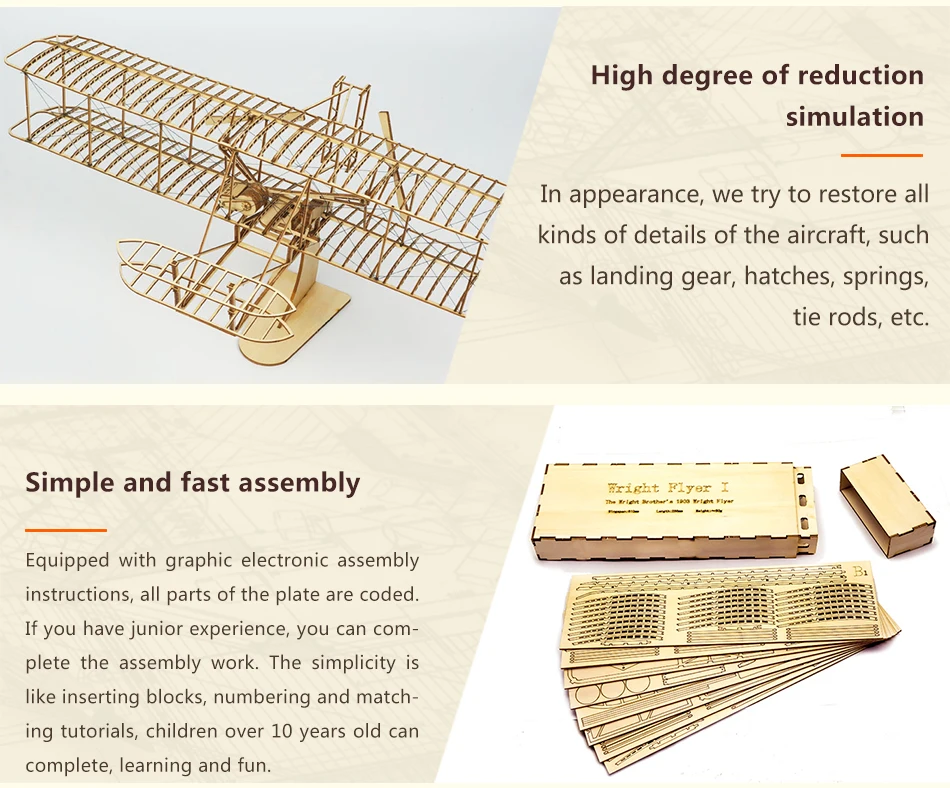 3D Набор для изготовления деревянных изделий-Wright Brothers Flyer модель самолета для создания, идеальная 3D деревянная головоломка DIY игрушка орнамент