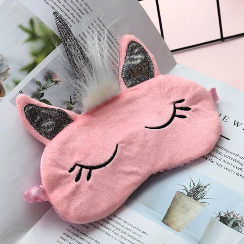 1 Pc Pink Unicorn Cute Sleeping Face Eye Mask Eyeshade Sleep Massage Portable Traveling Eye Cover For Women Girls