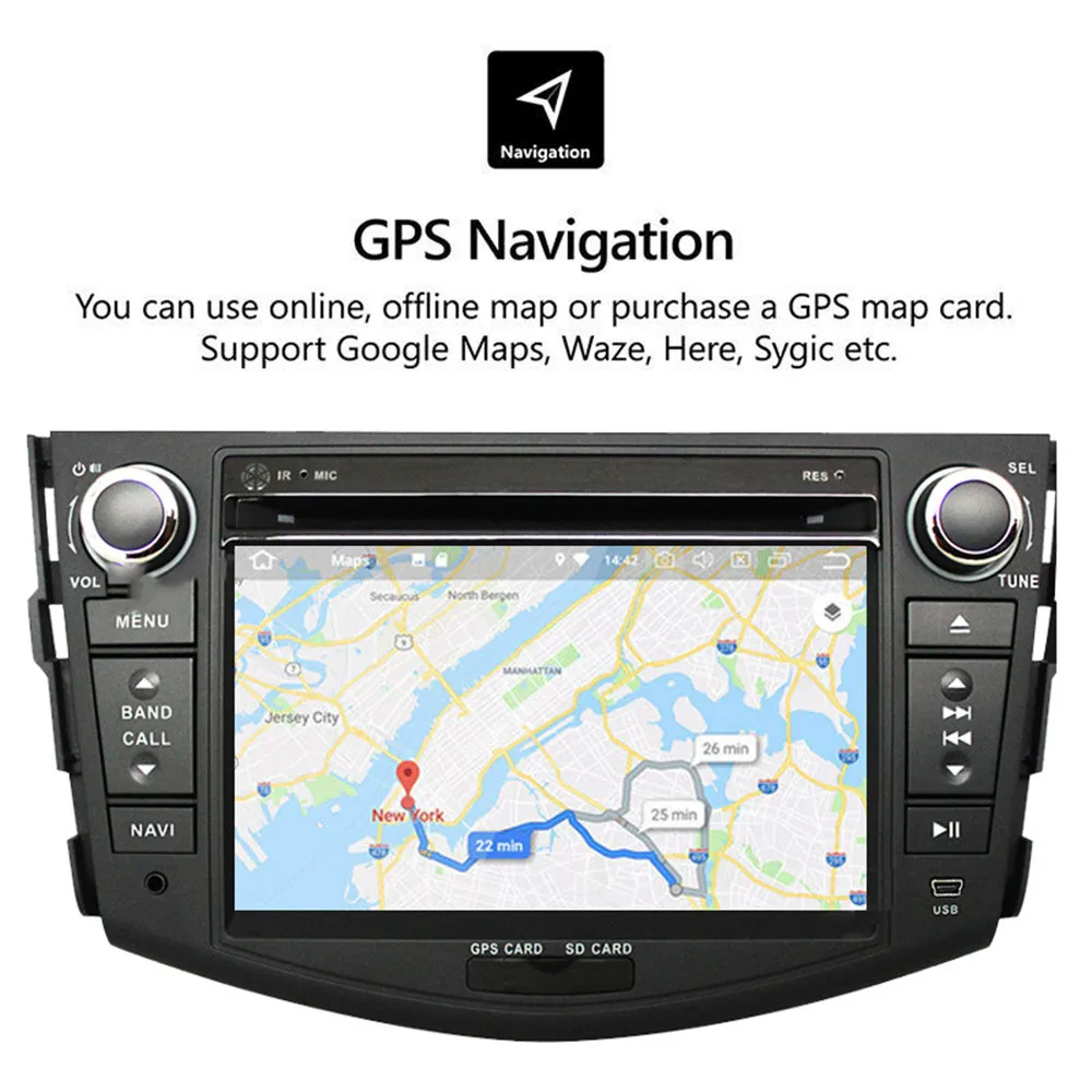 Автомобильный DVD-плеер с GPS-навигацией Android 9 1 для Toyota RAV4 2007 2008 2009 2010 2011 2 din 1024*600