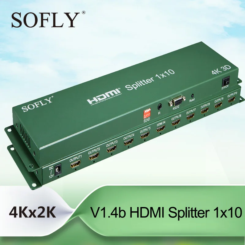 HDCP1.4 1 в 10 выход HDMI Splitter 4 К 1x10 с EDID RS232|splitter|splitter hdmisplitter hdmi 4k - Цена: 3 488,71 руб.
