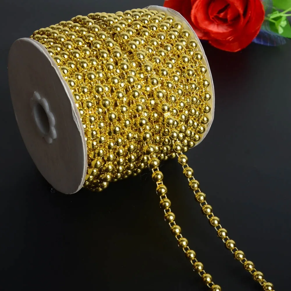 

BOLIAO 2 Yard 6mm (1/4") Width ABS Half Round Flatback Imitation Pearl Beads Chain Trim Wedding Bridal Bouquet Decoration R2023