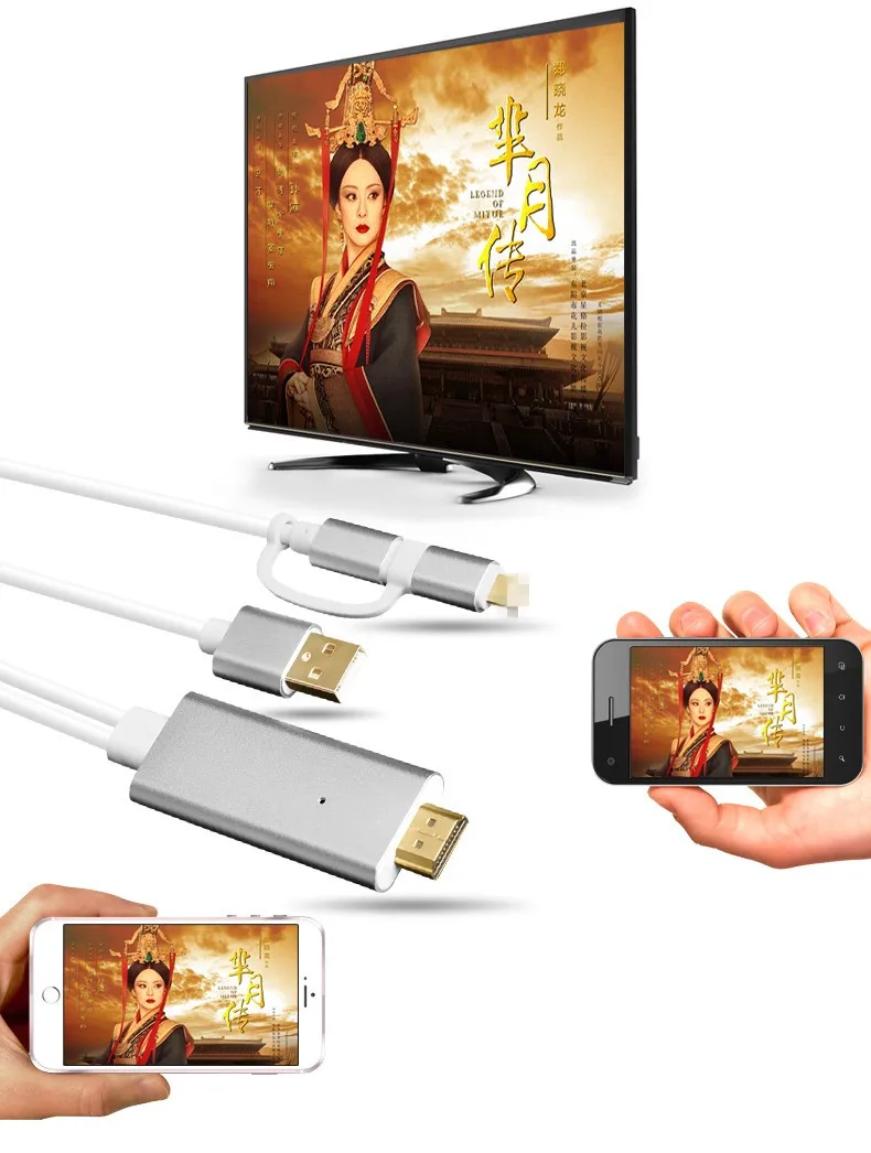 2 в 1 м HDMI адаптер кабель HDTV USB для iPhone 5 5S 6 6S Plus Android LG Samsung HTC xiaomi | Электроника